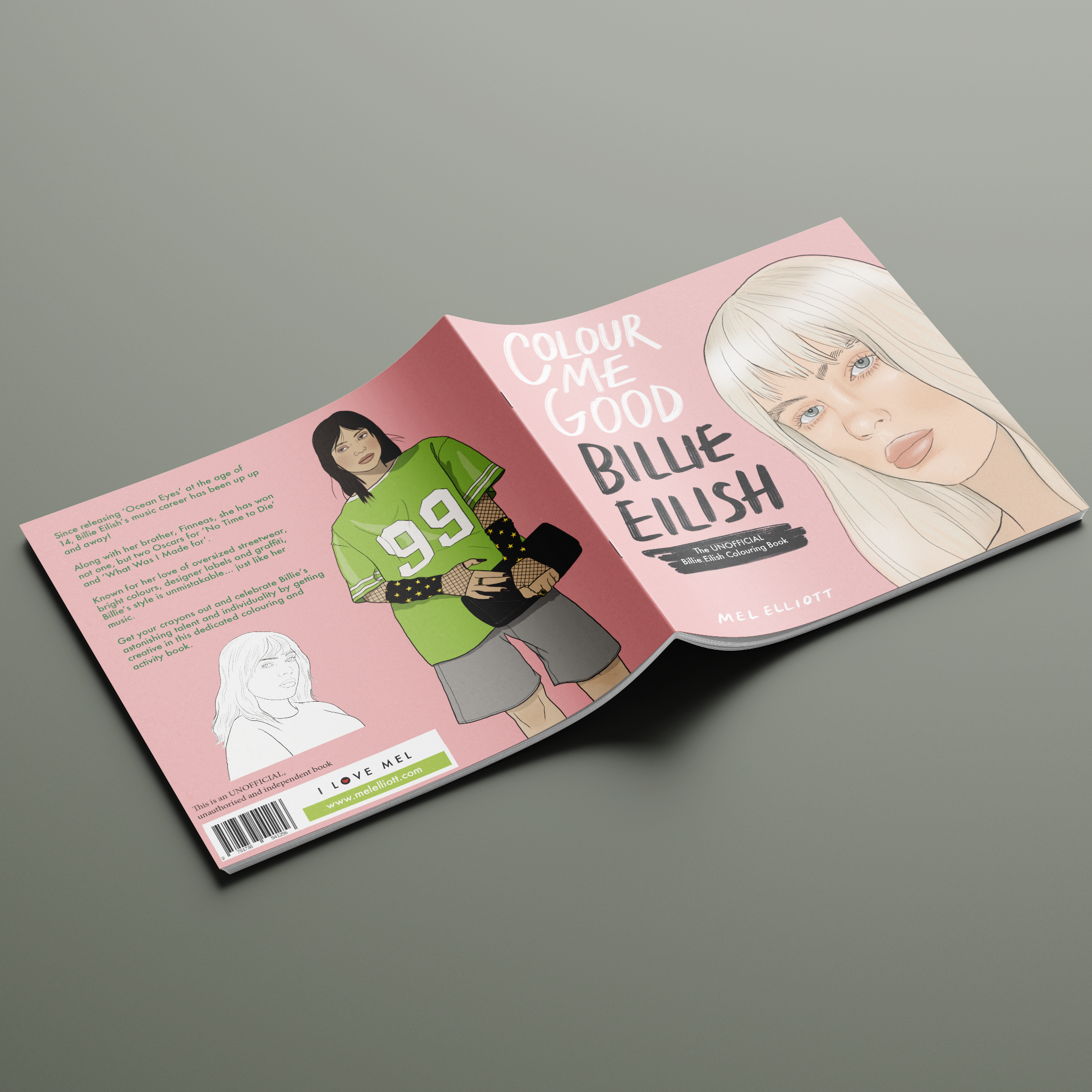 I Love Mel - Wholesale Coloring & Activity Book - Adult - Colour Me Good Billie Eilish - Unofficial Coloring book2
