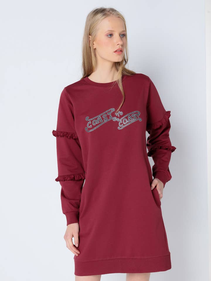 LOIS JEANS - Korte jurk met ruches en grafische mouwen voor wholesale door PAUSANT SHOP ONLINE