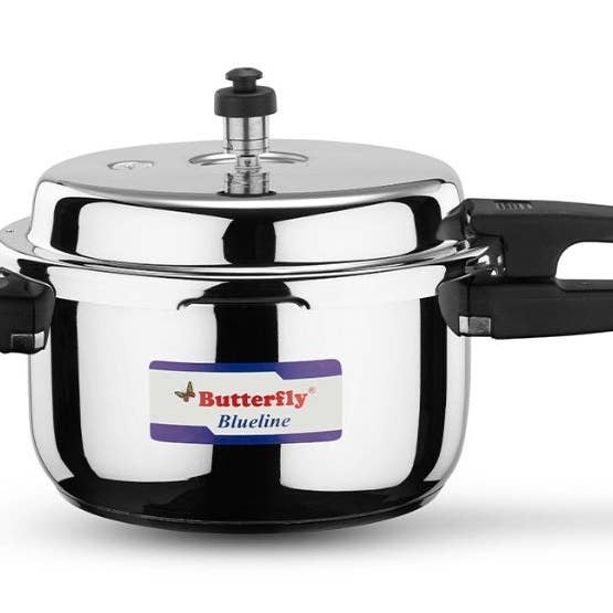 Butterfly Blueline Stainless Steel 7.5 Litres Pressure Cooker UK for wholesale by Ignite Cookware Ltd