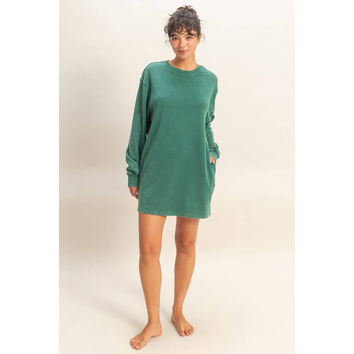 Double Zero - Venta al por mayor Vestido - Mujer - Vestido sudadera mini de gran tamaño lavado mineral15