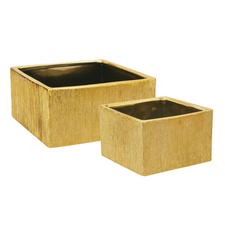 Etched Metallic Gold | 6" x 6" Top - Low Square for wholesale by Galore Home