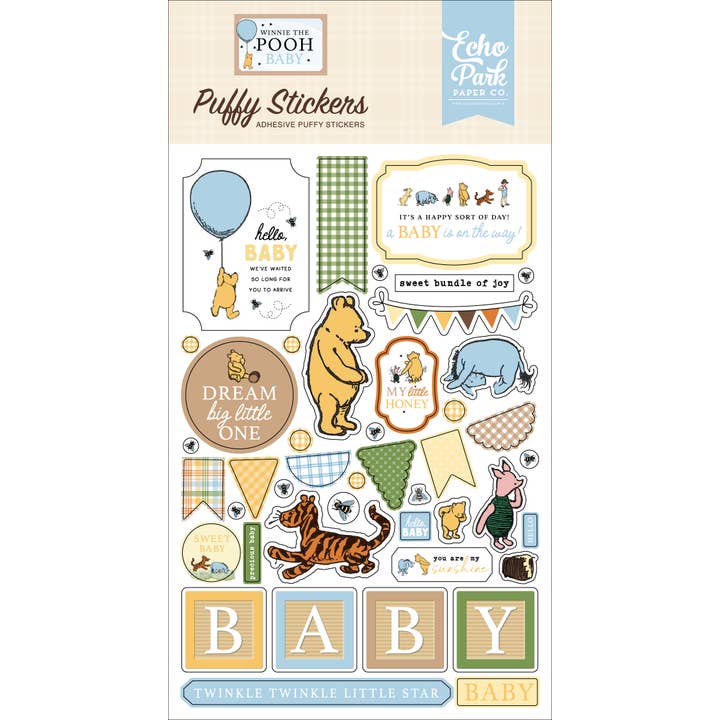 Winnie The Pooh Baby Puffy Stickers for wholesale by Echo Park Paper Co.