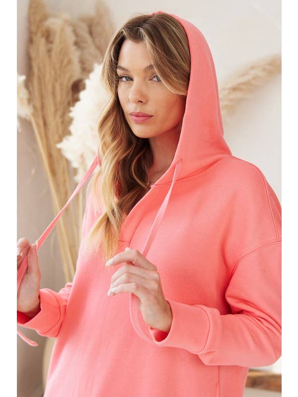 JADE BY JANE - Wholesale Dress - Women's - PLUS SIZE Solid Hooded Long sweatshirt dress (PLUS)6