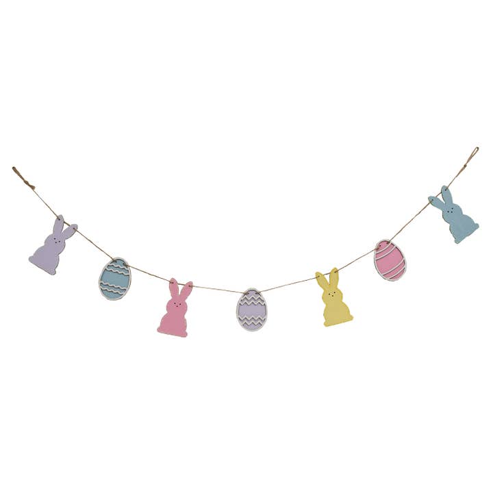 Guirnalda de huevos de pascua y conejito de madera con purpurina para venta al por mayor de Col House Designs