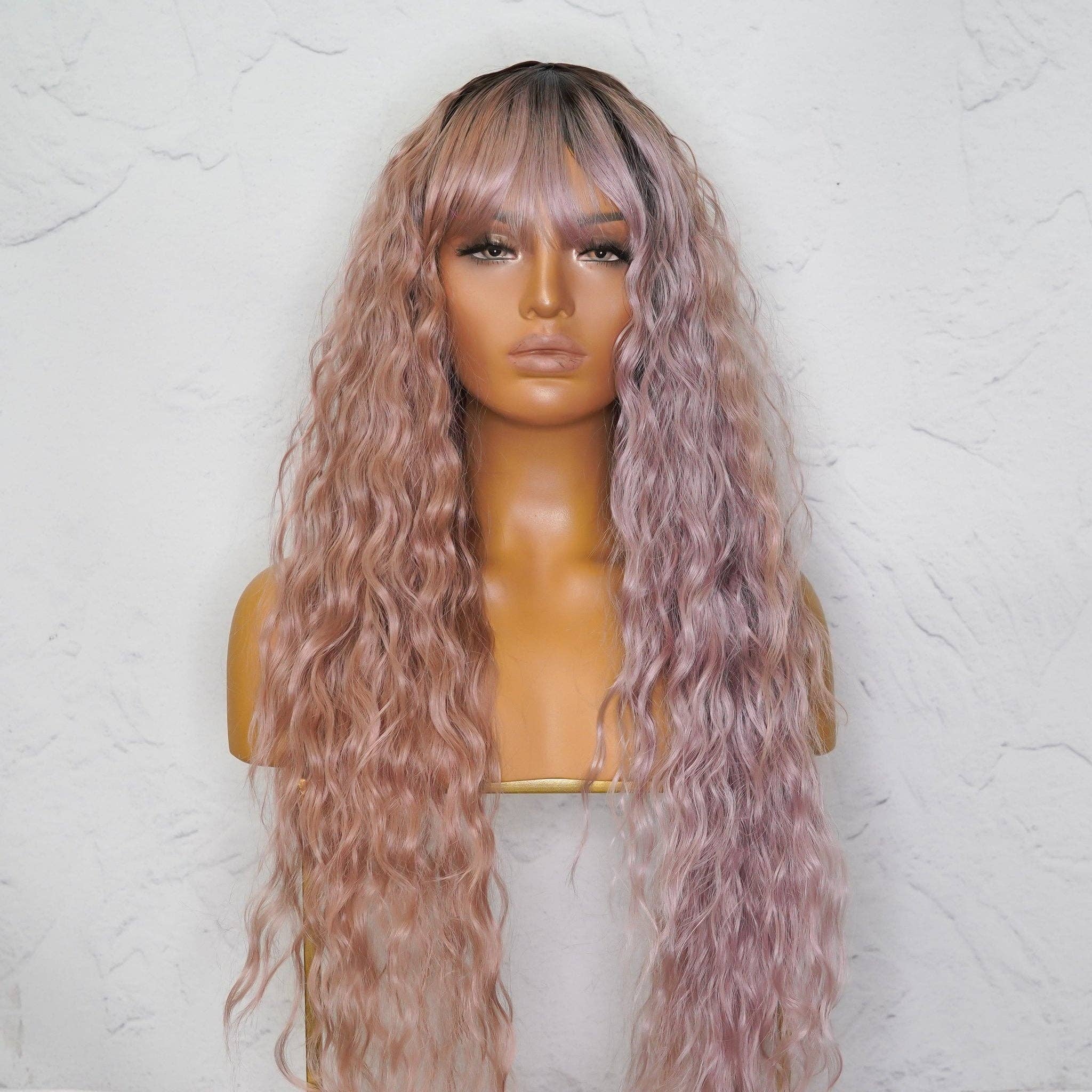 Milk & Honey - Vente Perruque/extensions - Perruque à franges OMBE rose et violette BETHANY0