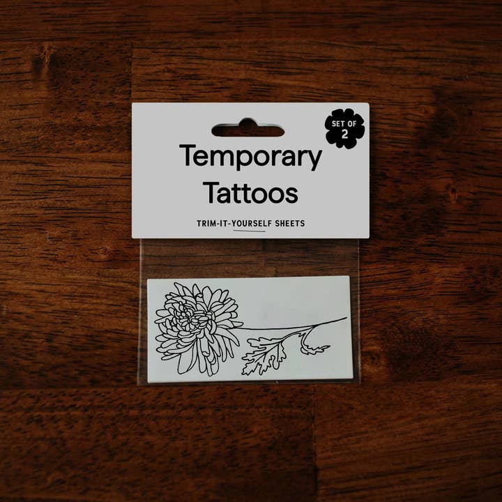 Saint Tattoos - Wholesale Temporary Tattoo - November Birth Flower - Chrysanthemum Temporary Tattoos2