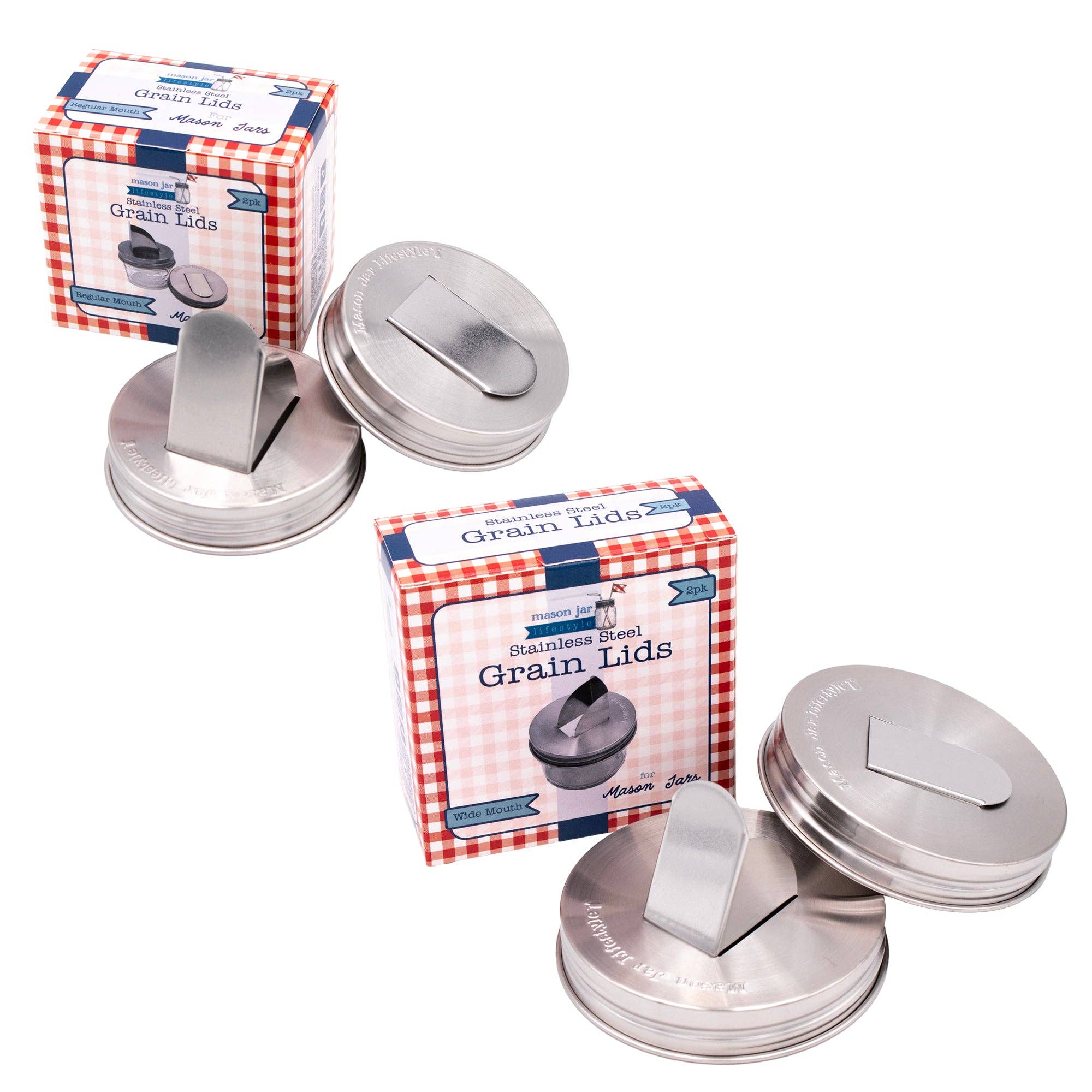 Mason Jar Lifestyle - Vente Rangements/organisateurs de cuisine - Couvercles en acier inoxydable pour distributeur de céréales pour bocaux Mason, lot de 26