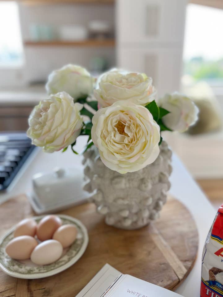Faux White Cabbage Rose, Spring Decor, Garden for wholesale by EMMY + AVERY MARKET