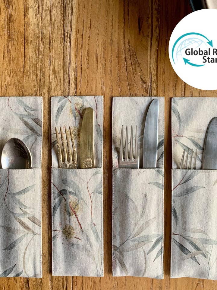 Porta Talheres em Algodão Reciclado com Estampa | Pipo Fresno por atacado de Hortensias Home