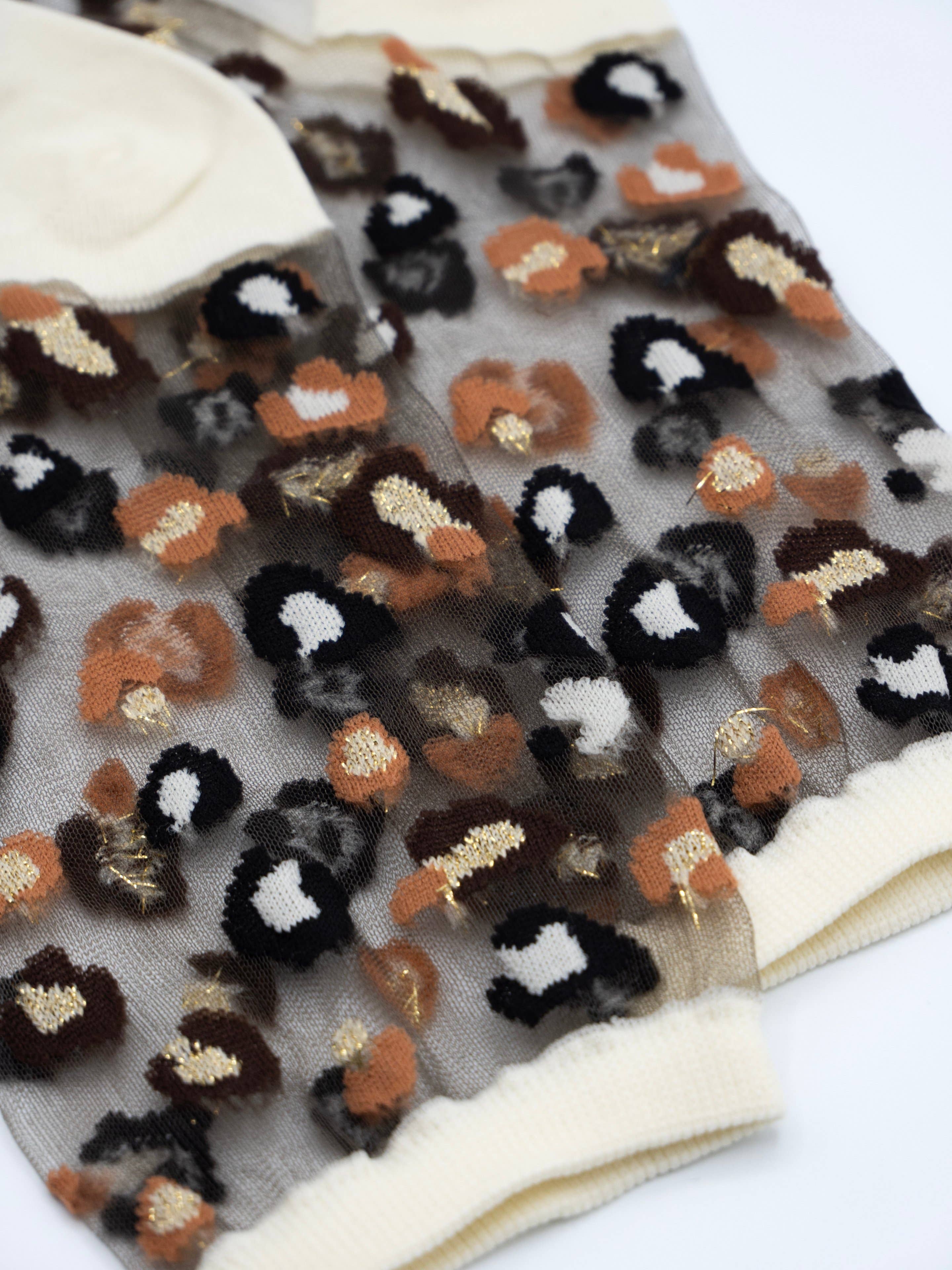Atelier St Eustache - Vente Chaussettes – femme - Horseshoe Bend Crème • Chaussettes transparentes léopard6