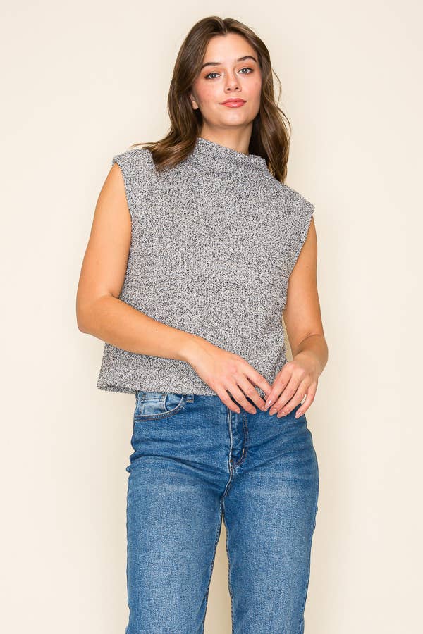 Tres Bien, Inc - Wholesale Tank Top - Women's - MOCKNECK S/L COZY KNIT CROP TOP2