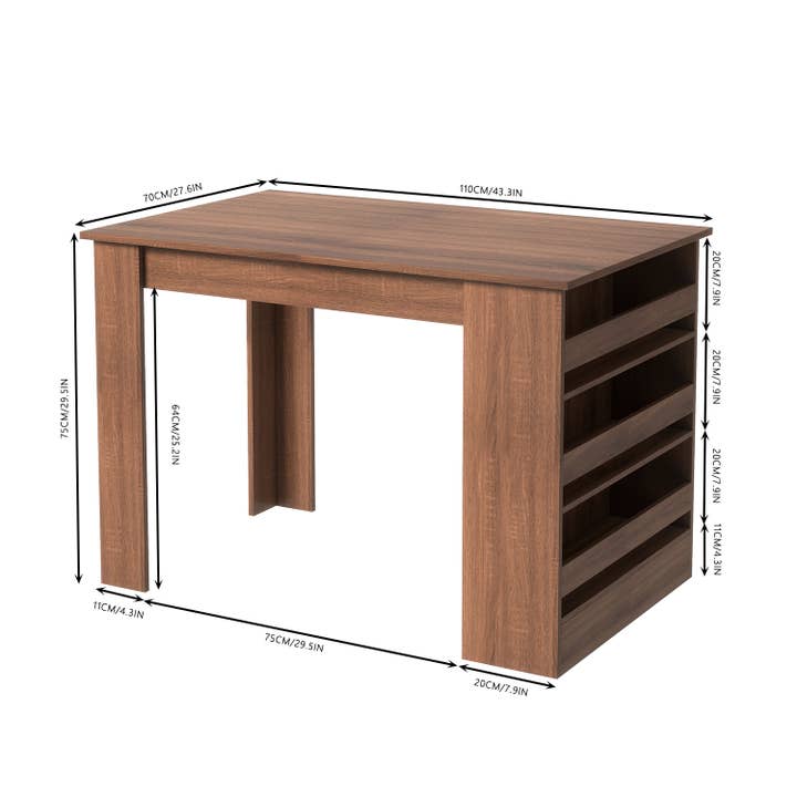 HOMYCASA DESIGN INC - Wholesale Side Table - Rustic Multifunctional Dining Table with Side Storage1