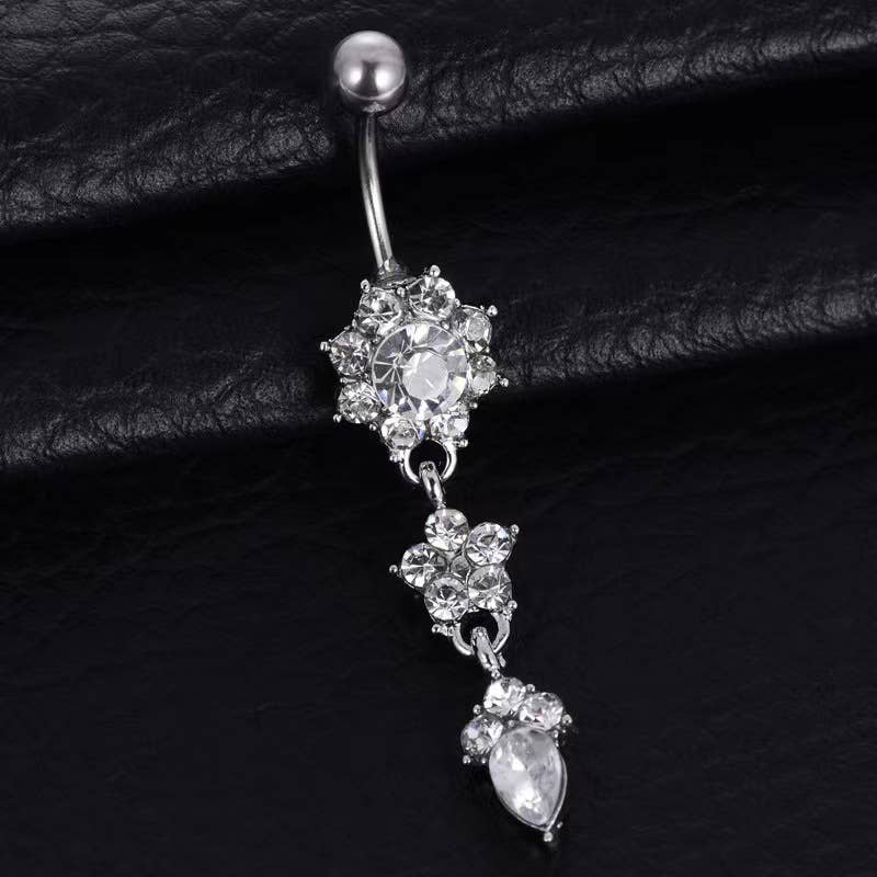 Gemscape UK - Wholesale Belly Ring - Stunning Flower Body Piercing with crystals8