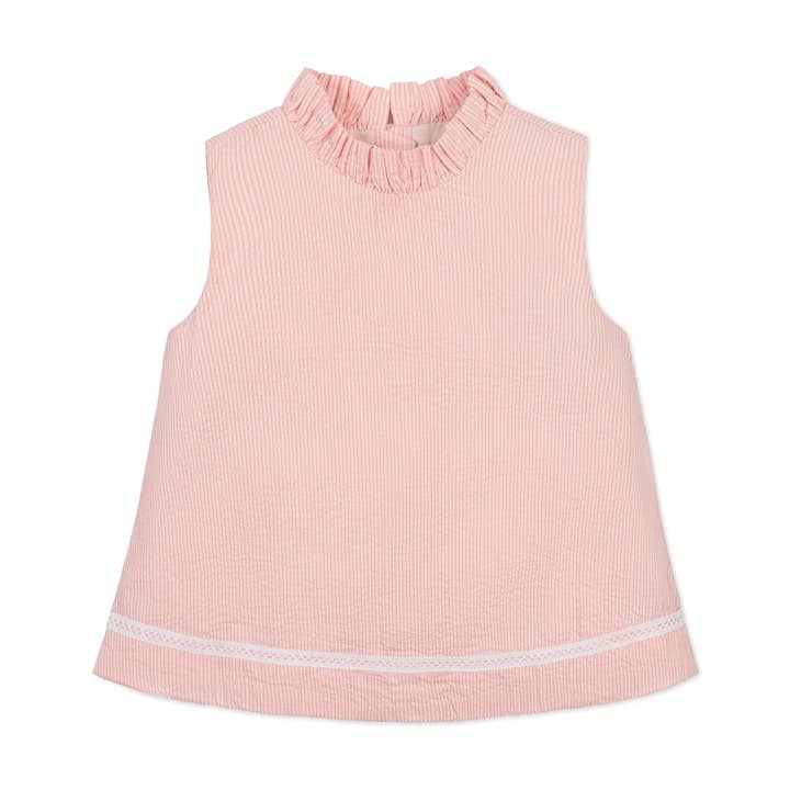 Organic Ruffle Neck Seersucker Top for wholesale by Hope and Henry