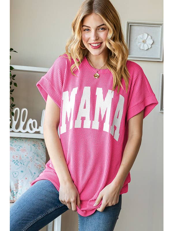 HEIMISH - Wholesale Tunic - Women's - ET7523-10 SOLID RIBBED LETTERING TOP