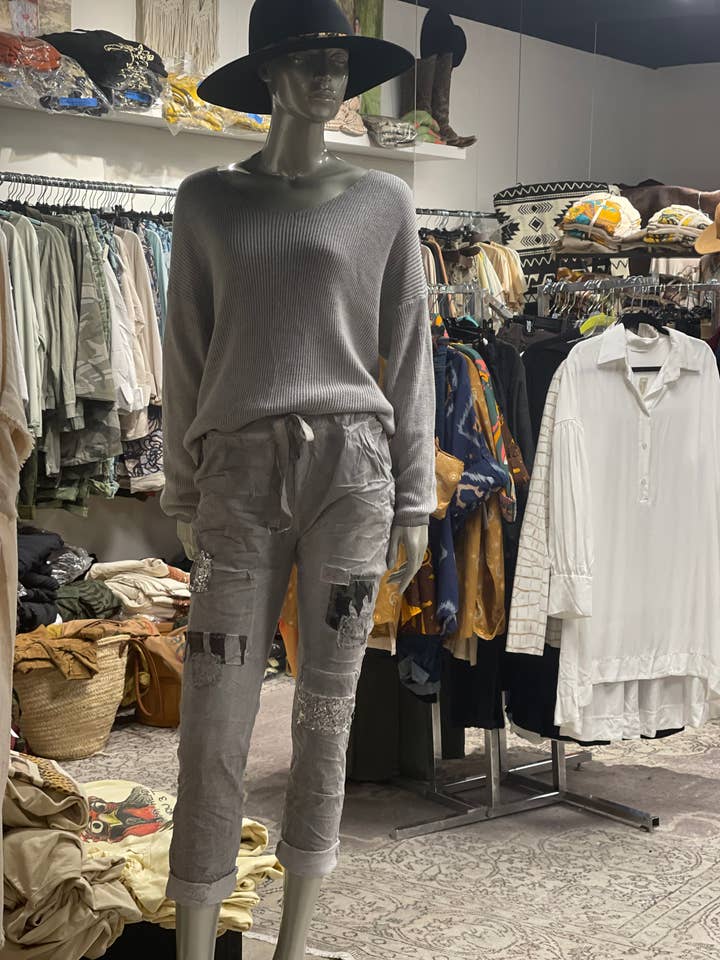 Magic Pants with Sequin & Patchwork Embellishment for wholesale by LeParisPetit by I Love Linen