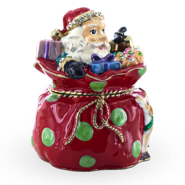 BestPysanky - Wholesale Decorative Figurine - Santa in Gifts Bag Trinket Box Figurine2
