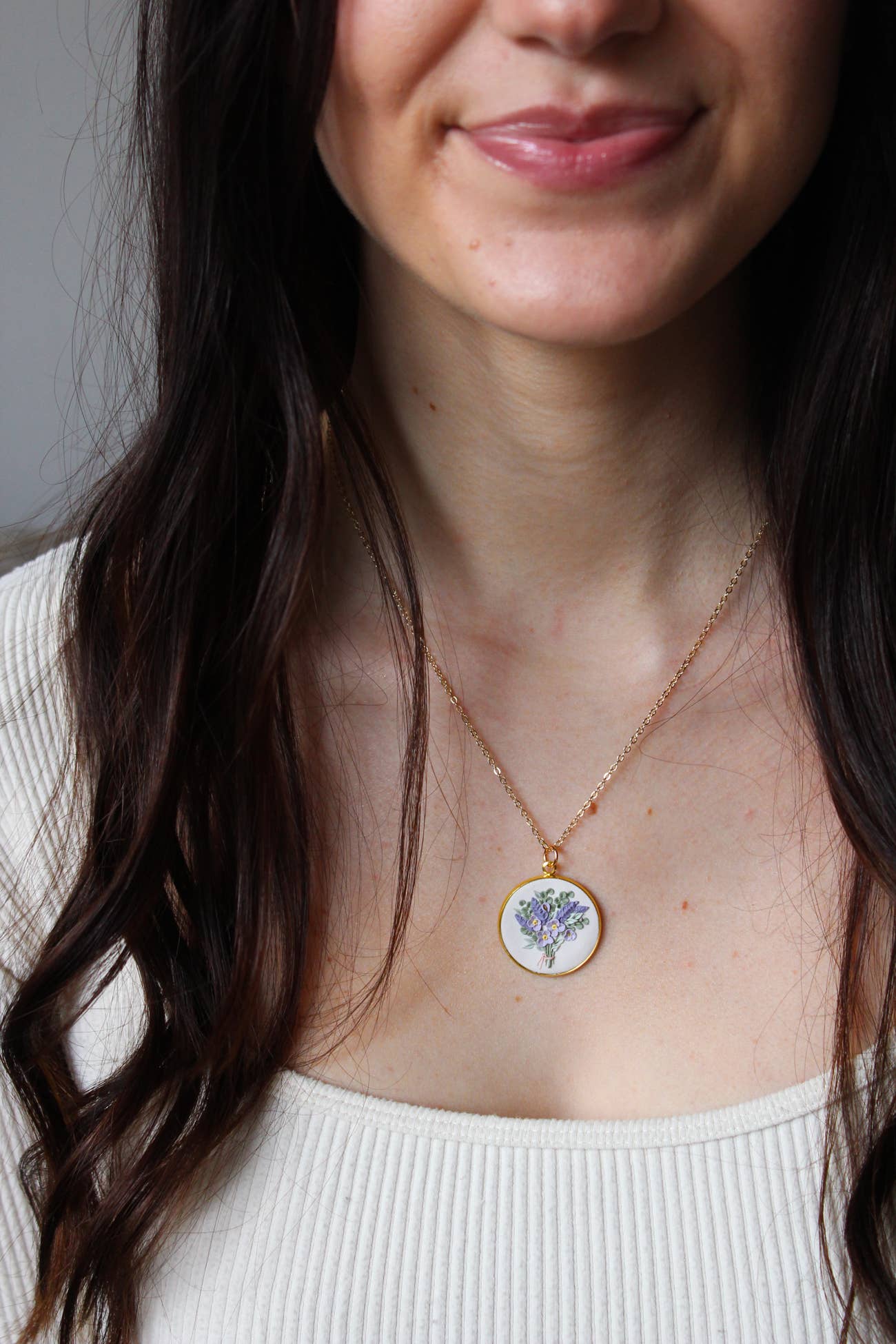 The Watermark Design - Wholesale Pendant/Charm Necklace - Lavender Wildflower Bouquet Necklace5