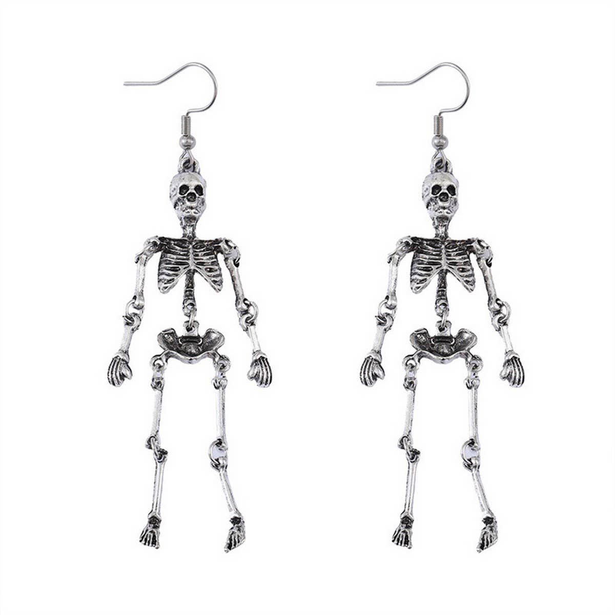 Silver CREATIVE HALLOWEEN HUMAN SKULL VINTAGE EARRINGS_CWAJE1978 for wholesale on Faire4