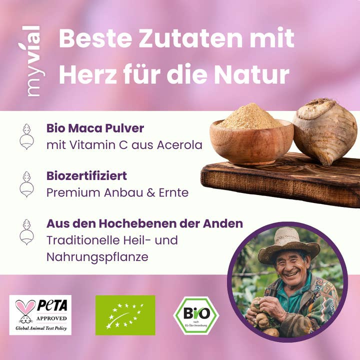 myvial – Großhandel Nahrungsergänzungsmittel/Vitamin zum Einnehmen – Bio Maca Mix Kapseln