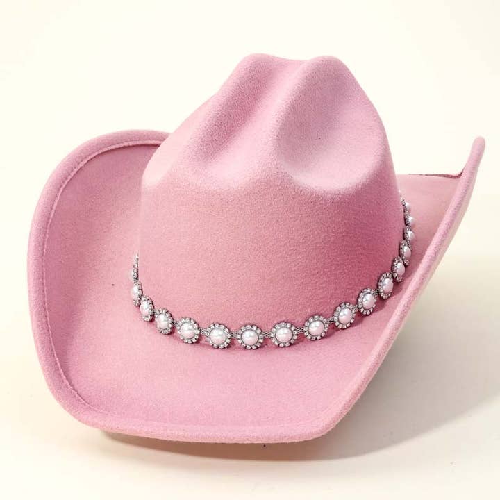 Western Pearl Studded Fashion Cowboy Hat for wholesale by Anarchy Street