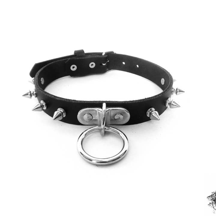 8th Sin - Wholesale Choker/collar - Black Studded D and O Ring Choker - Black Studded Collar3