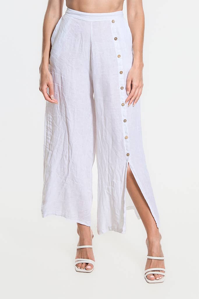 TINA Stephens Italy/Tees By Tina - Vente Pantalon – femme - Pantalon en lin à boutons Gracelynn (PL135)12