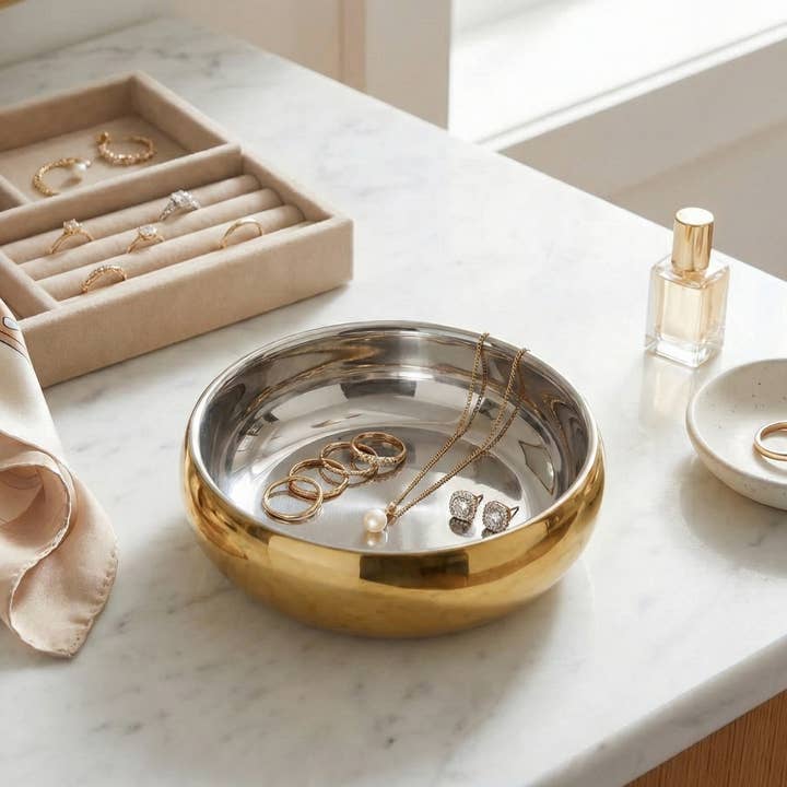 Bol doré à double paroi pour la vente par India Handicrafts Inc