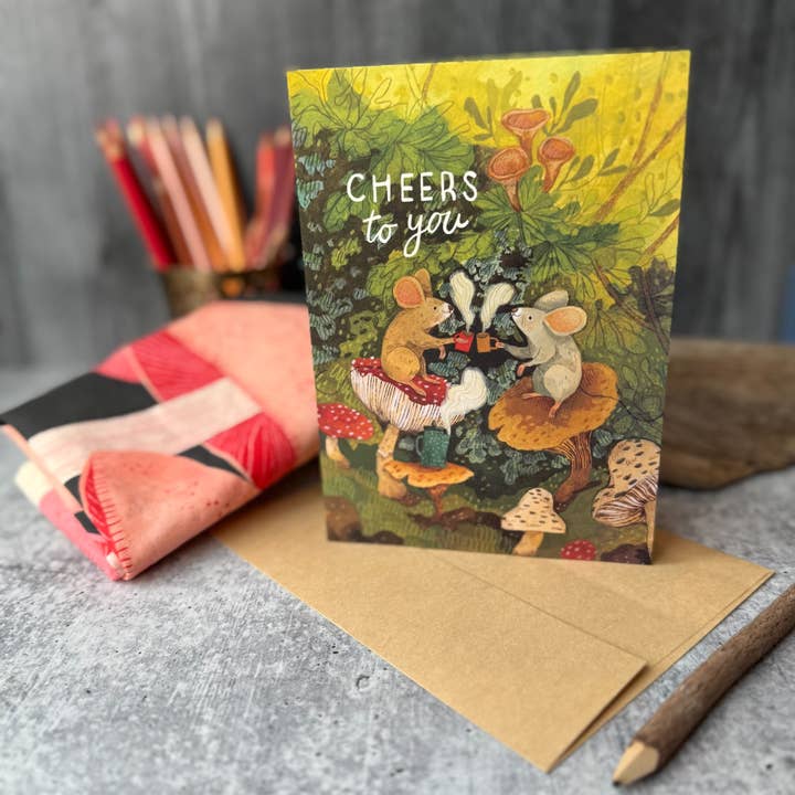 Canyon & Cove Art - Wholesale Birthday Card - Mushroom Cheers Birthday Card