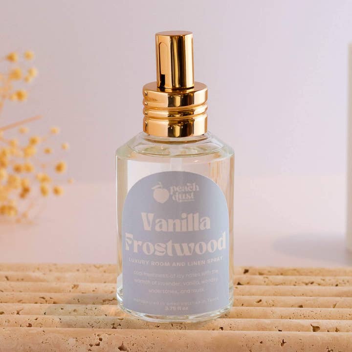 Spray de Luxo para Eliminação de Odores de Quarto e Linho Vanilla Frostwood por atacado de Peach Dust Collective