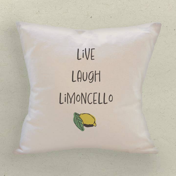 Vive, Ama, Limoncello - Cojín Cuadrado de Lona para venta al por mayor de Boheme Bliss