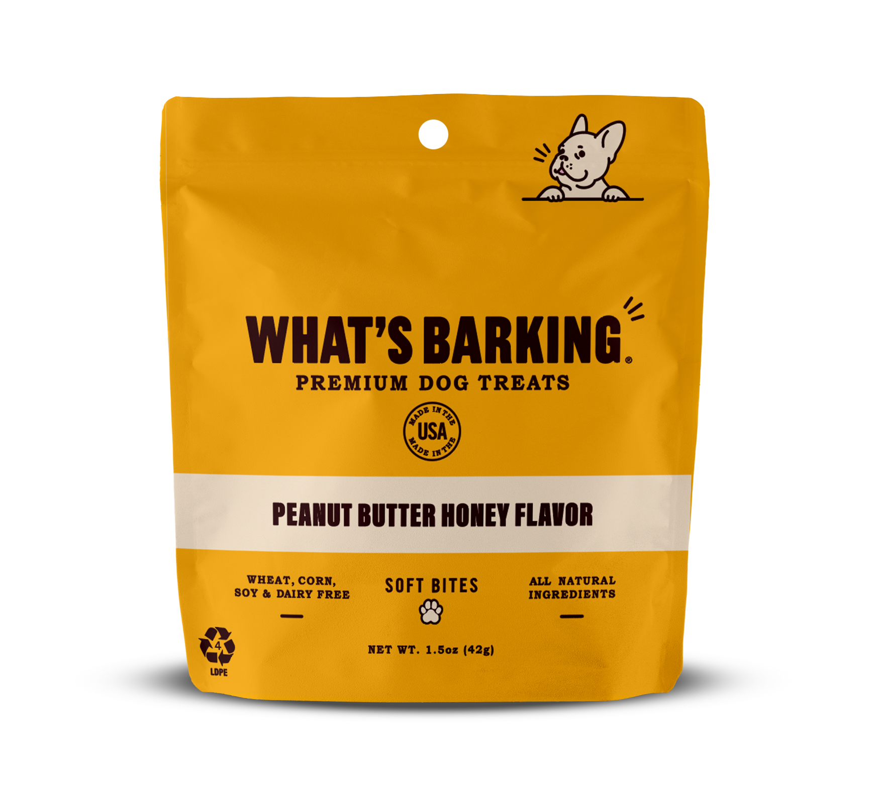 What's Barking - Vente Friandises – chien - Friandises pour chiens au beurre d'arachide et au miel, étui de 1,5 oz 1