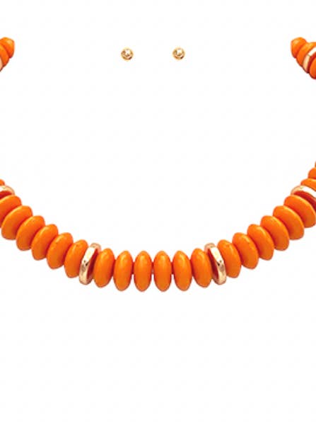 Orange Rondelle Necklace for wholesale by Grace Ann Designs