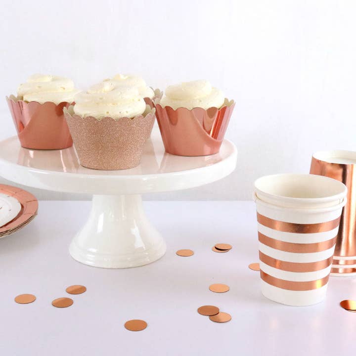 Illume Partyware - Venta al por mayor Tacita de papel para cupcakes - Envoltorio para cupcakes con purpurina rosa