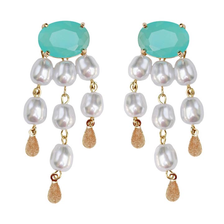 Boucles d'oreilles à pampilles en verre de mer et perles pour la vente par St Armands Designs of Sarasota