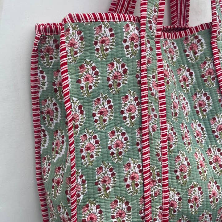 bhavnas boutique – wholesale Axelremsväska – Dam – Blommig tryckt bomullsquiltad väska Axelväska Marknadsväskor