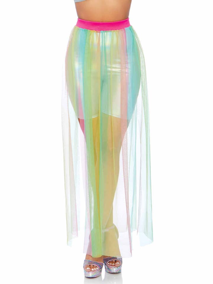 Multi Slit Sheer Full Length Maxi Skirt for wholesale by Leg Avenue