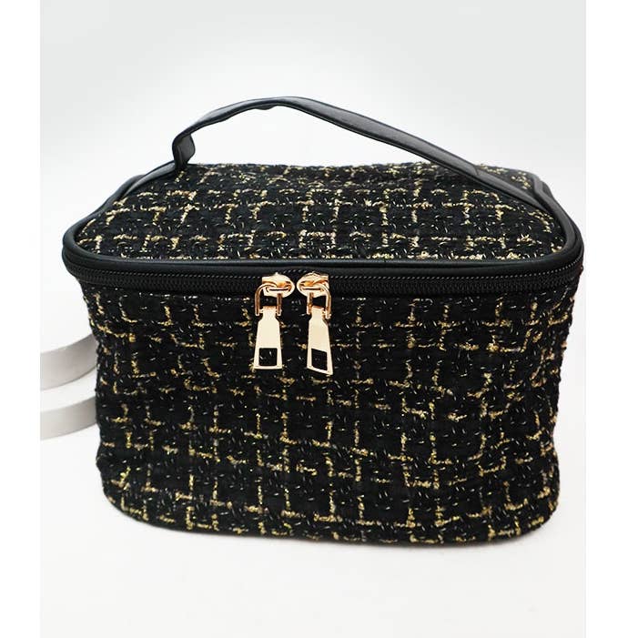 Large Tweed Cosmetic Travel Bag for wholesale by Love and Repeat