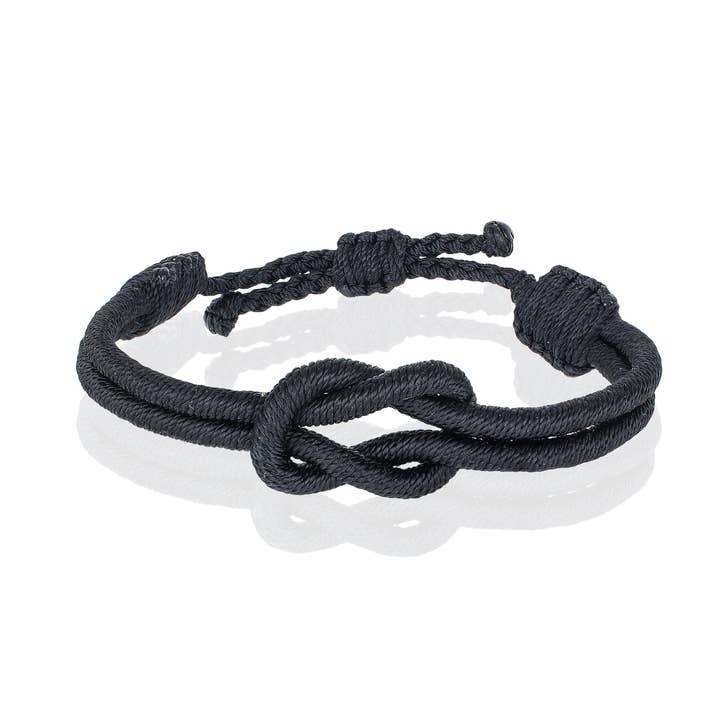 Open Knot Bracelet - Two Strand Black for wholesale by SEQUENCE APPAREL LLC