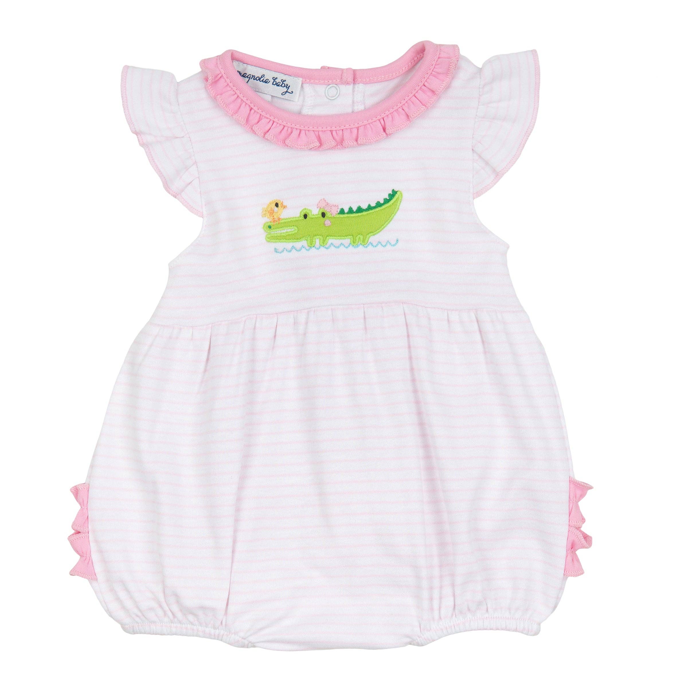 Magnolia Baby – wholesale Bodysuit (non-footed) – Baby – Bayou Babies Applique Bubble - Pink1