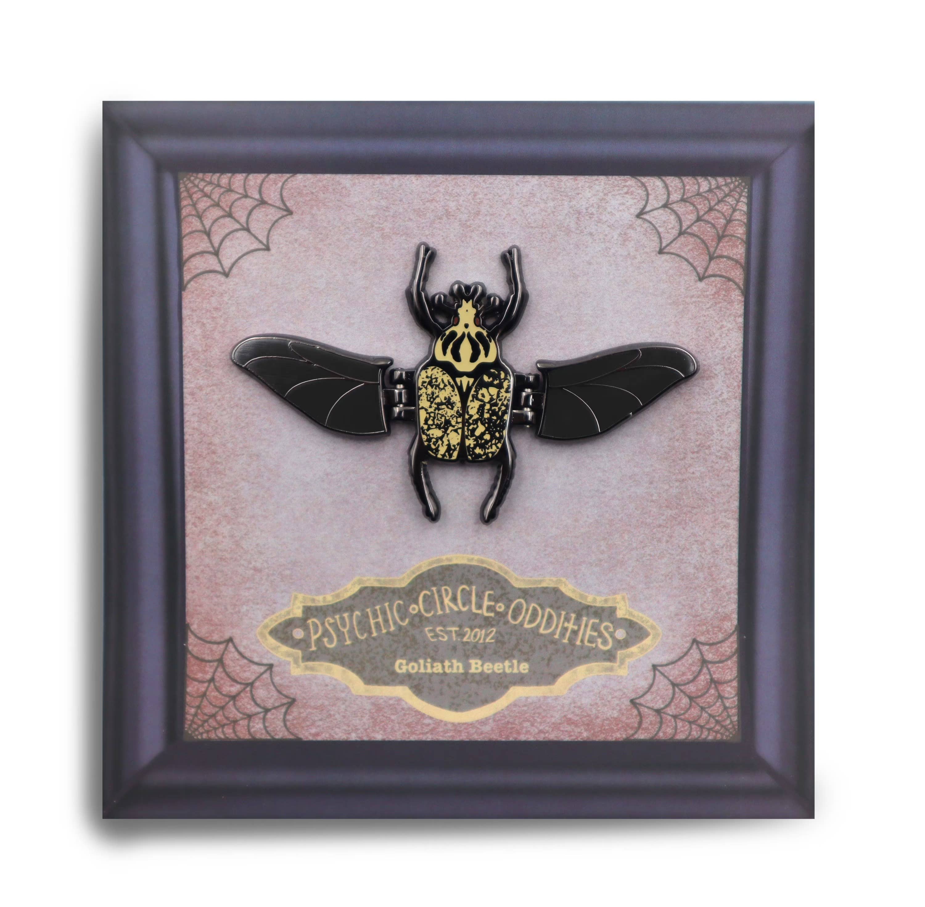 Psychic circle oddities - Wholesale Lapel Pin/Button - Moving Leg Goliath Beetle Enamel Pin