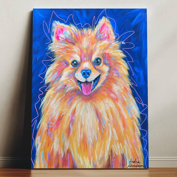 Lienzo de Pomerania - Pintura de Arte de Mascotas de Perro para venta al por mayor de Audra Style