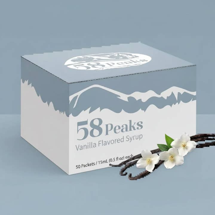 Sirop aromatisé à la vanille - Pack de 50 pour la vente par 58Peaks