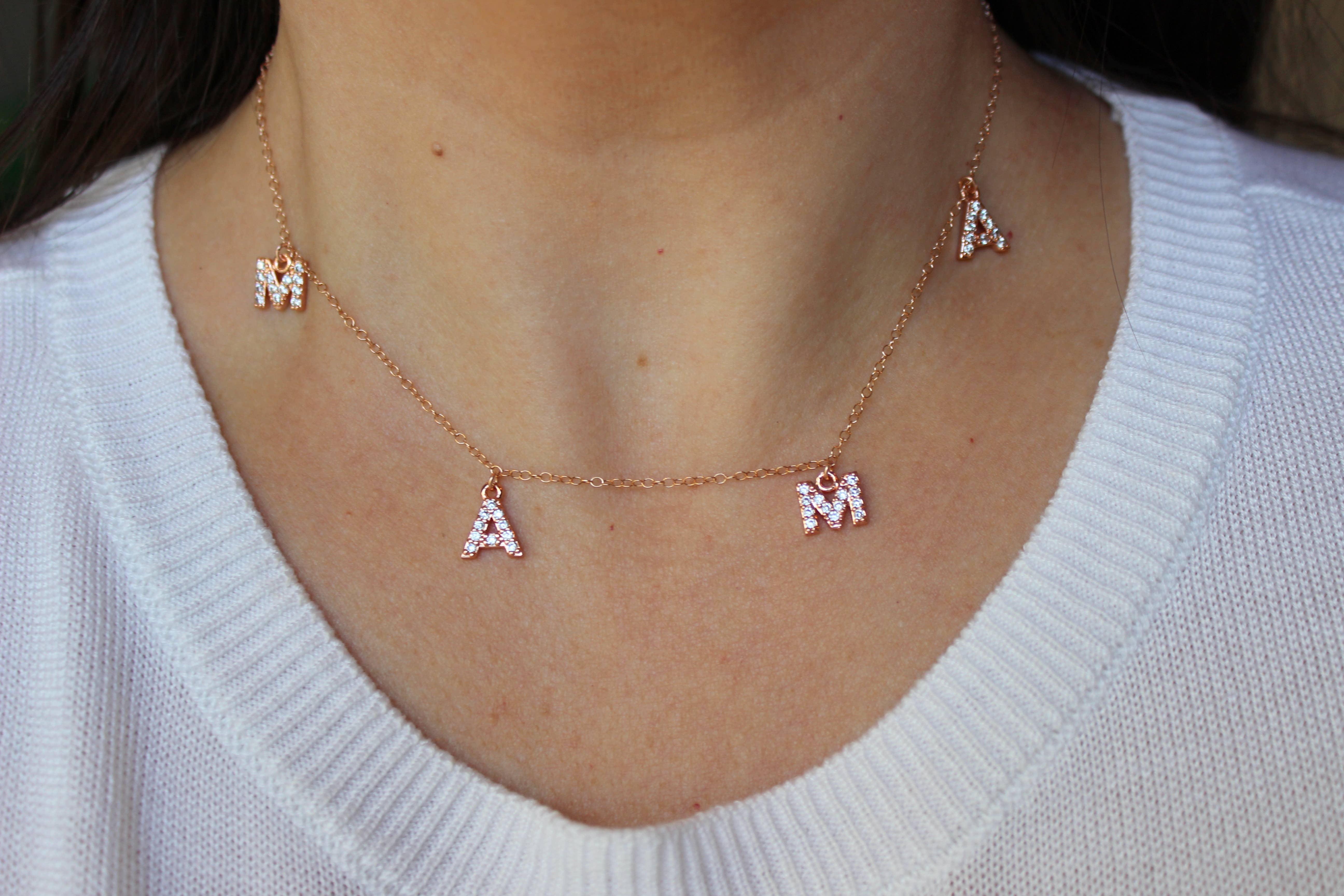 Laalee Jewelry - Wholesale Pendant/Charm Necklace - Rose Gold MAMA Necklace, Initial Jewelry, Mothers Day Gift2