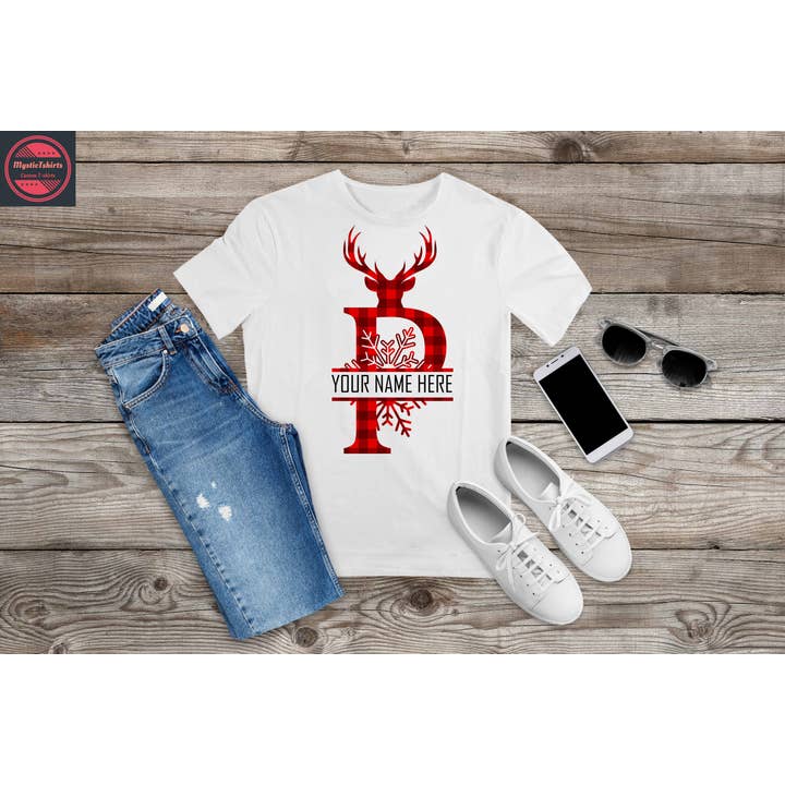 Reindeer Monogram, Custom Made Shirt, Personalized T-Shirt for wholesale by MysticTshirts