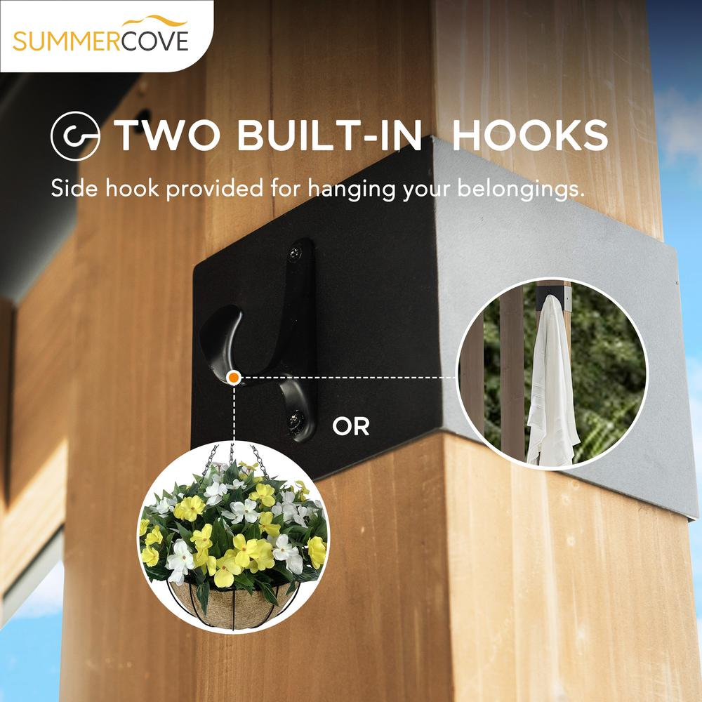 Giniverse108 - Wholesale Outdoor Ornament/Decor - Sienna Outdoor Cedar Wood Framed Hot Tub Gazebo with Steel Hardtop, Matte Black16