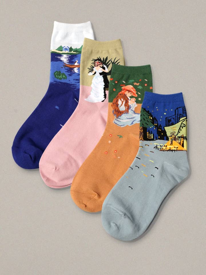 Famous Painting Crew Length Socks for wholesale on Faire