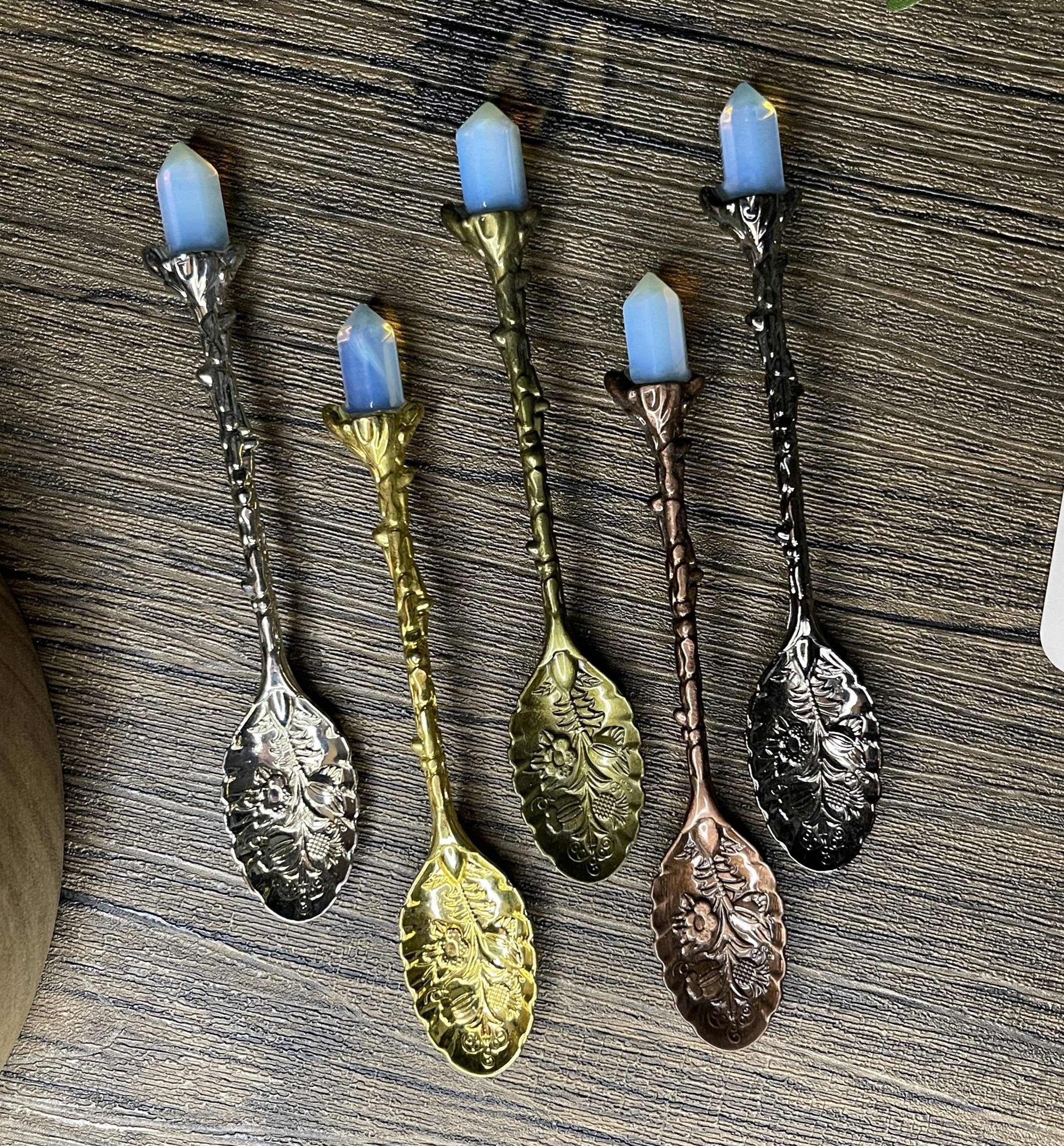 Moondust and Raven - Wholesale Kitchen Spoon - Opalite Crystal Spoon, Witchcraft Apothecary Supplies2