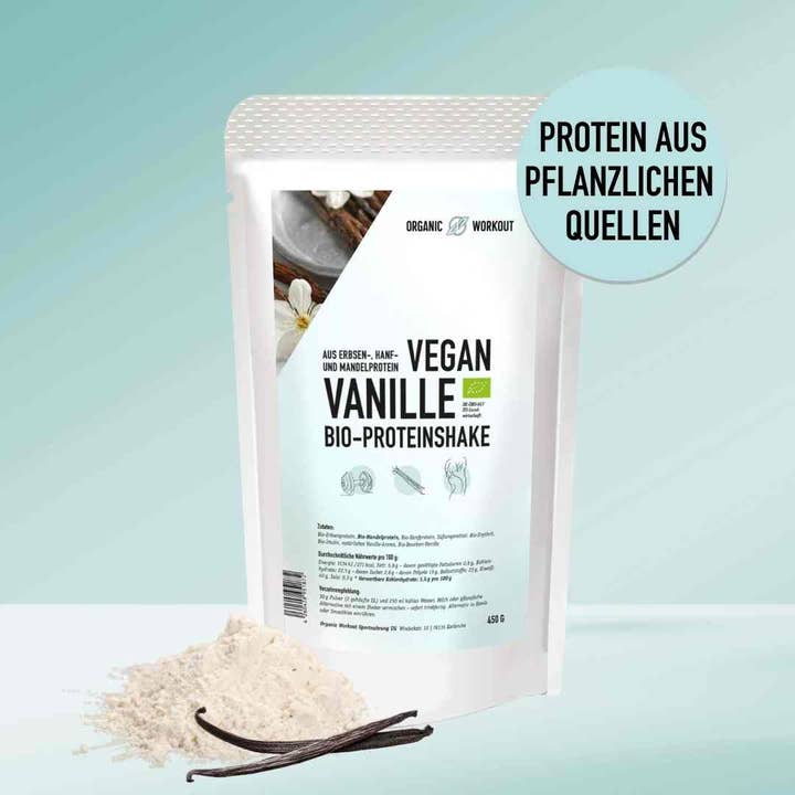 Organic Workout – Großhandel Protein-/Superfood-Pulver – Bio Vegan Vanille Shake mit Protein aus Pflanzlichen Quellen