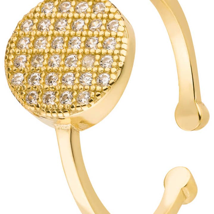 Bague ronde en argent 925 avec zirconium doré pour la vente par Style Republic - Carsten Maletz